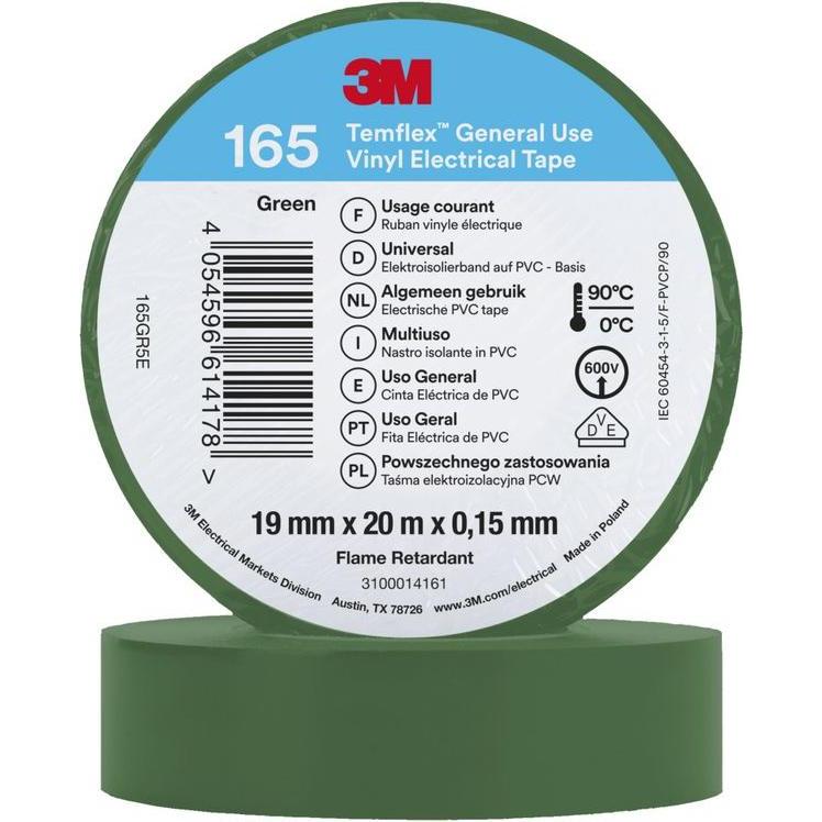 3M, Klebeband, Temflex Vinyl-Isolierband 165, 19 mm x 20 m (19 mm)