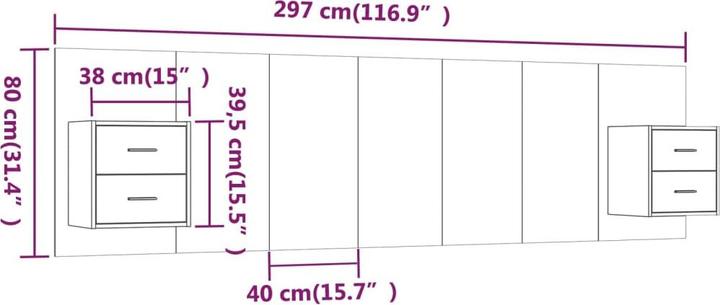 Produktbild vidaXL Kopfteil mit Stauraum (200 x 1 x 80 cm)