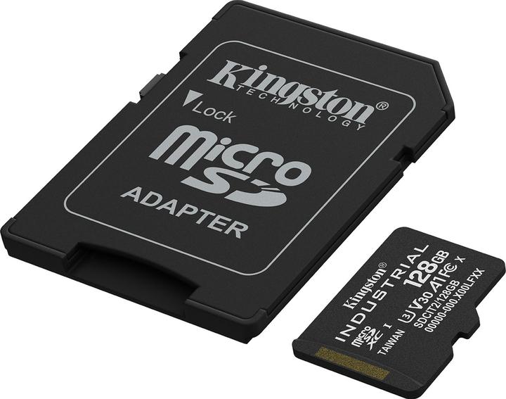 Actual product image Kingston Card Ind. MicroSD +ADP 128GB pSLC (128 GB, microSDXC, U3, UHS-I)