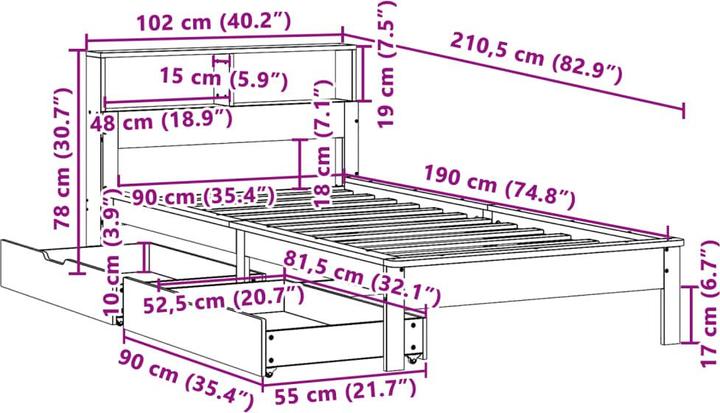Produktbild vidaXL Bettgestell (90 x 190 cm)