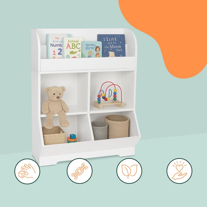 Actual product image Relaxdays - Kinderregal mit Buchablagen, Weiss, 89,5 x 67 x 30 cm