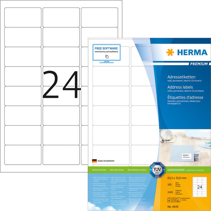 Actual product image HERMA Address labels A4