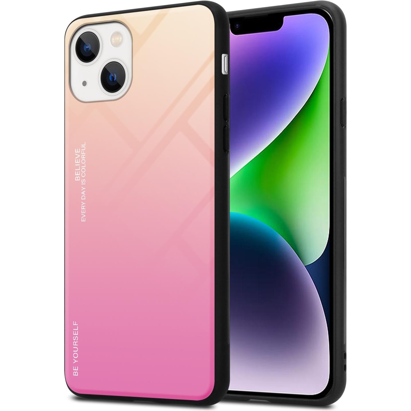 Cadorabo Hülle für Apple iPhone 14 PLUS im TPU 2 Farben Glas Style (Apple iPhone 14 Plus), Smartphone Hülle, Schwarz