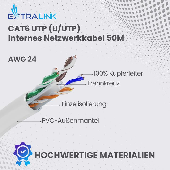 Produktbild Extralink Cat6 Utp (U/Utp) Indoor Twisted Pair (CAT6, 50 m)