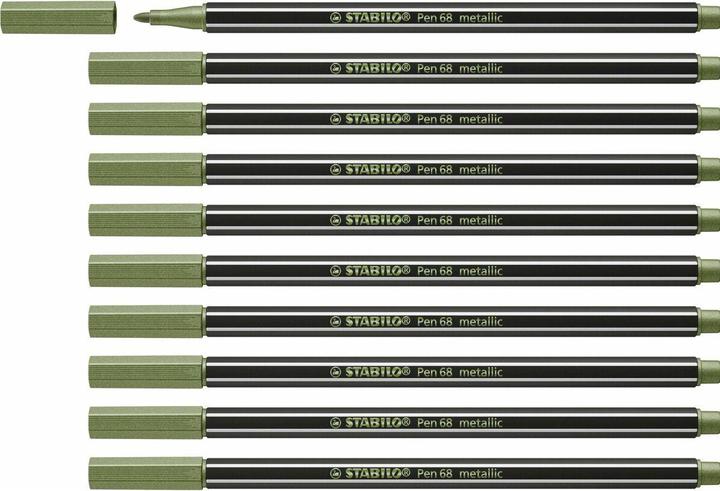 Produktbild STABILO Premium Metallic-Filzstift - Pen 68 metallic - 10er Pack - metallic hellgrün (metallic hellgrün, 10 x)