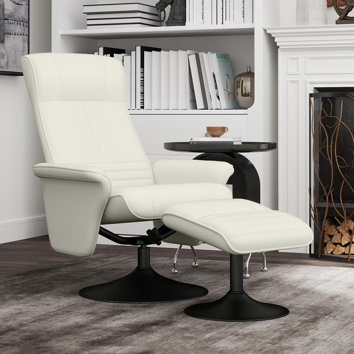 Produktbild Homcom Relaxsessel mit Fusshocker Polyester, Stahl Cremeweiss