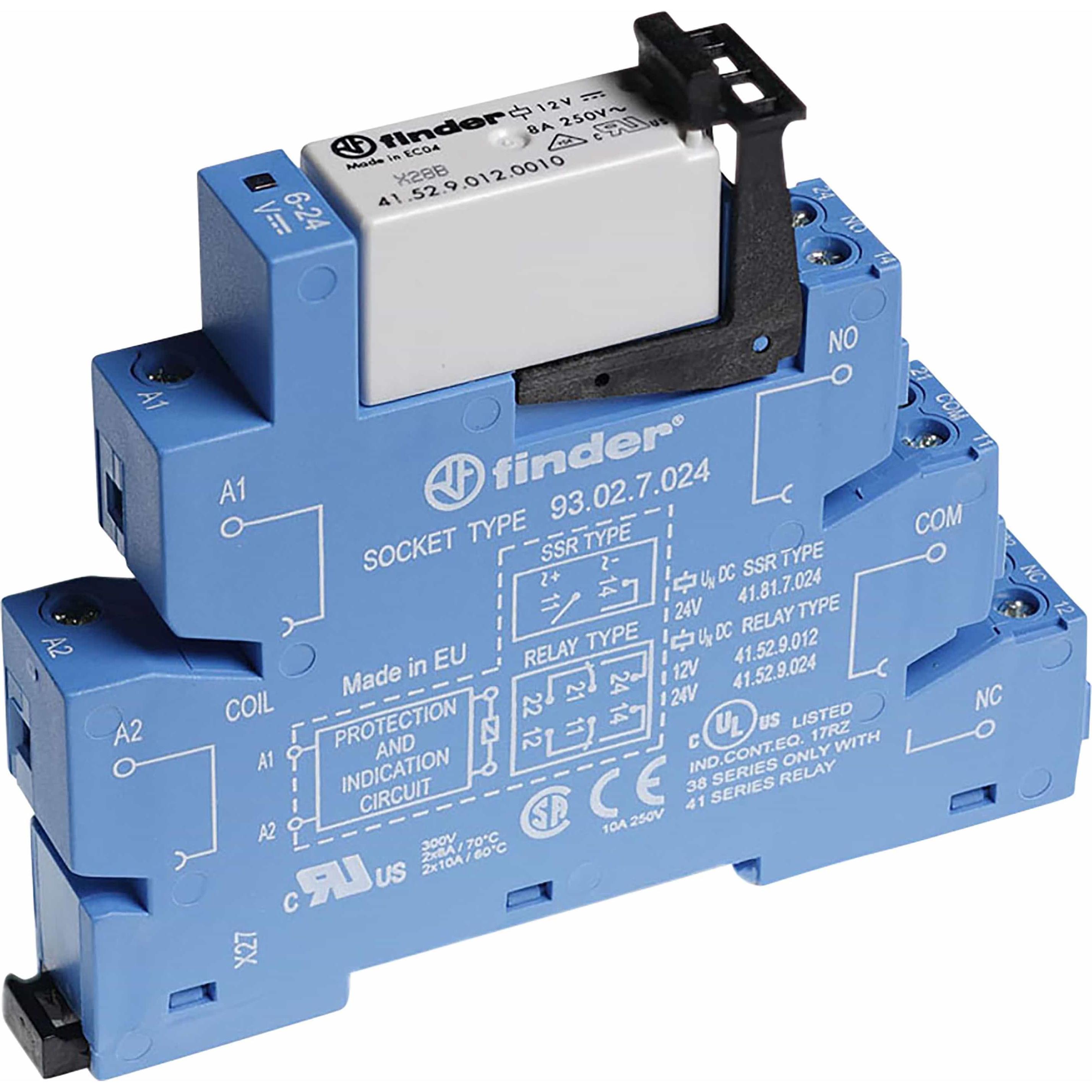 Finder DPDT 8A Rele interfaccia, 12Vcc coil, Relais