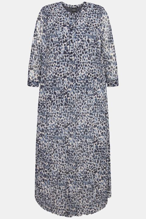 Immagine prodotto Ulla Popken Maxi abito in mesh a doppio strato con design leopardato, scollo a girocollo e maniche a 3/4 (54)