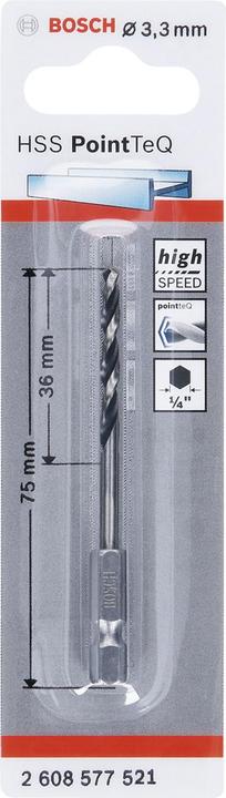 Produktbild Bosch Professional Zubehör HSS PointTeQ Sechskantbohrer 3,3 mm (3.3 mm)