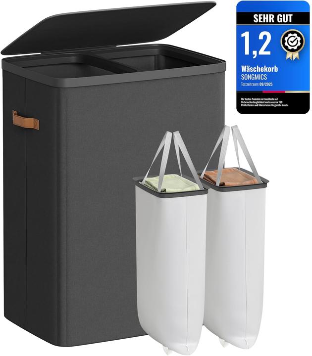 Produktbild Songmics Wäschekorb 170L 2 Fächer Deckel