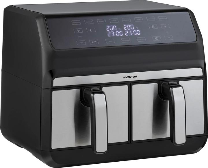 Produktbild Inventum GF800HLD - Dubbele airfryer - Heteluchtfriteuse - Inhoud 2 x 4 liter - Zwart/RVS