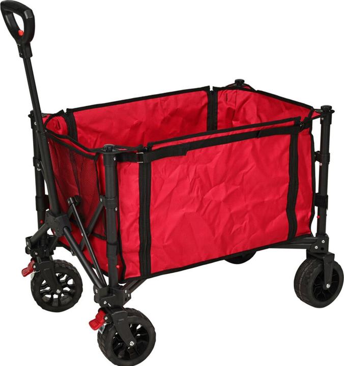 Produktbild ProWorld Bollerwagen, faltbar, rot-schwarz, 80 Kg Tragekraft