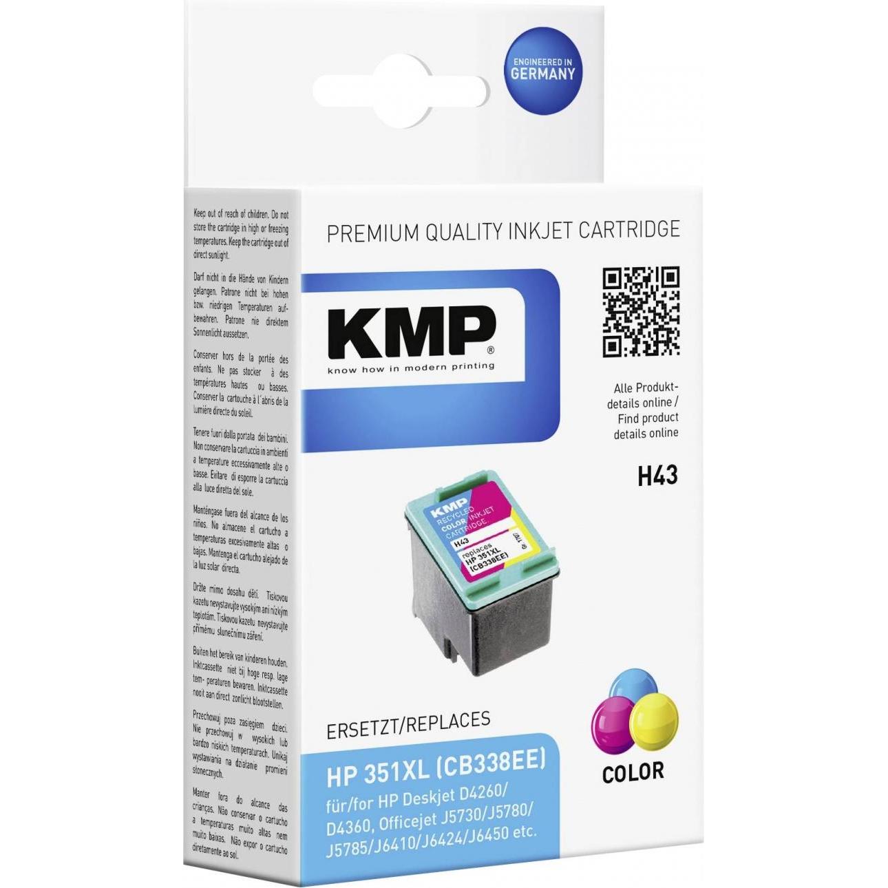 KMP, Druckerpatrone, H43 Tintenpatrone color komp. mit HP CB 338 EE Nr. 351XL (M, C, Y)