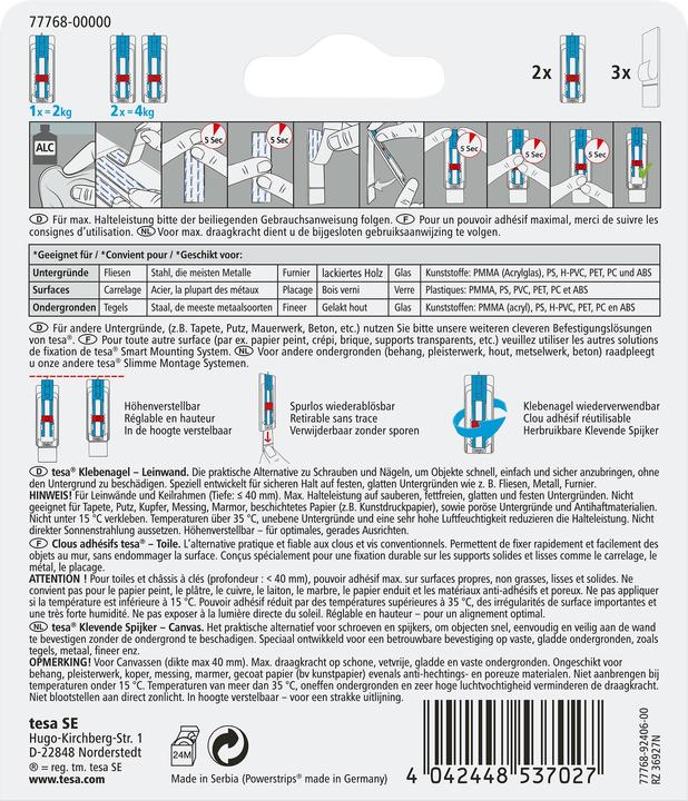 Produktbild tesa Klebenagel für Fliesen & Metall, ideal für Leinwand & Keilrahmen
