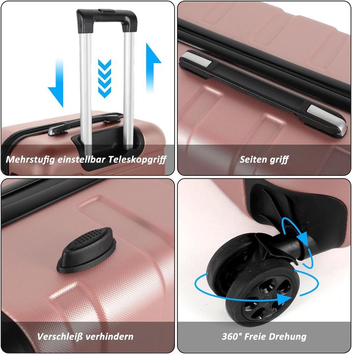 Image du produit Tan.Tomi Ensemble de 3 valises rigides (95 l, Bagage à main (jusqu'à 50l), M (50 - 90l), L (90 - 115l))