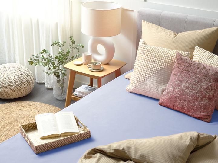 Produktbild Beliani Spannbettlaken Baumwolle blau 180 x 200 cm JANBU (180 x 200 cm)