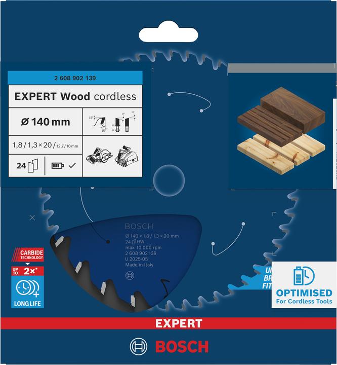 Productafbeelding Bosch Professional Zubehör EXPERT Wood Kreissägeblatt, 140x20 mm, T24