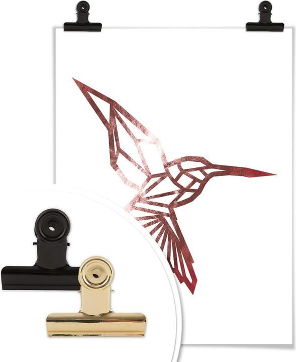 Image du produit Trenddeko Origami colibri - aspect or rose (40 x 50 cm)