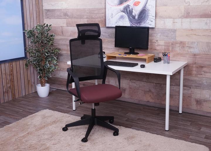 Produktbild Swisshandel24 Bürostuhl, Drehstuhl Schreibtischstuhl, ergonomisch Kopfstütze, Kunstleder bordeaux-rot