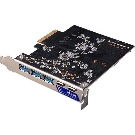 Thumbnail - Akasa Adapterkarte, 2x USB 3.1 Typ C, 3x USB 3.1 Typ A, 10GBps, Kontrollerkarte