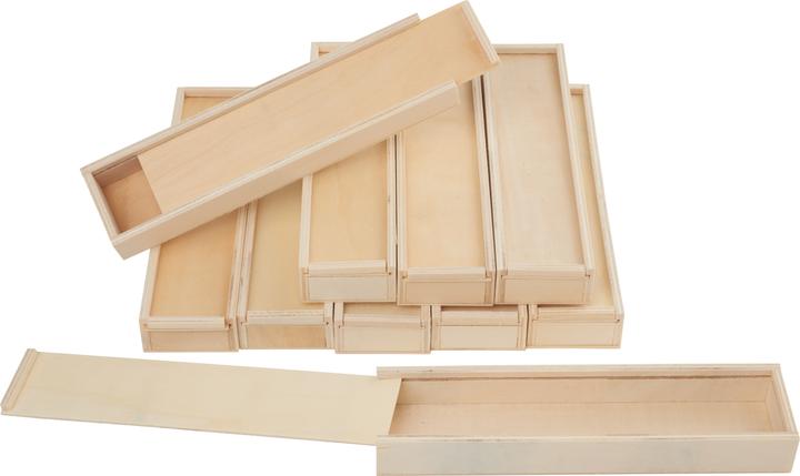 Image du produit VBS XXL Boîtes en bois avec couvercle coulissant, 10 pièces, 20 x 5 x 2,5 cm