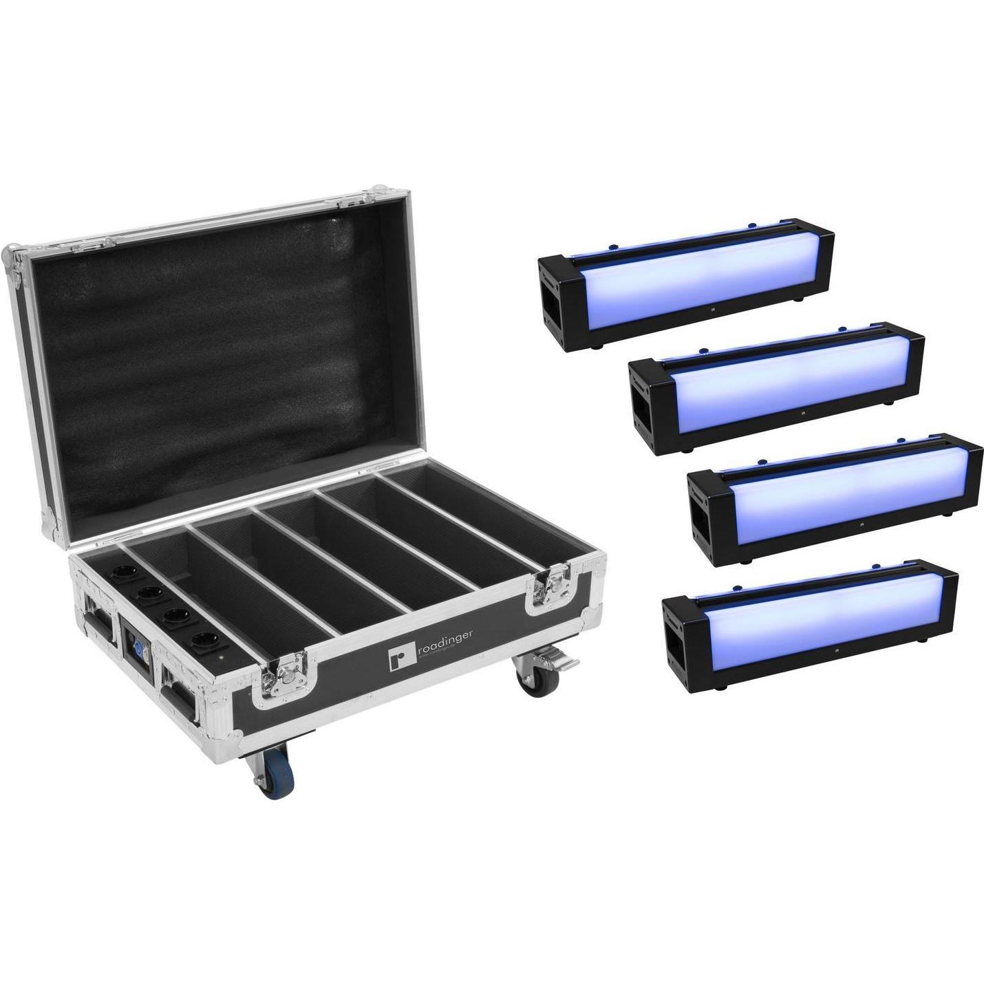 Eurolite Set 4x AKKU Bar-6 Glow QCL + Case mit Ladefunktion (8 W, LED), Faro, Multicolore