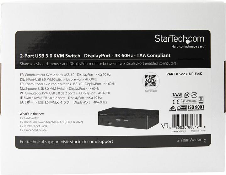 Immagine prodotto StarTech 2 Pt Displayport Kvm