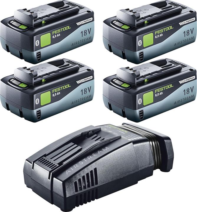 4x Festool HighPower battery pack BP 18 Li 8.0 HP-ASI, 1x Festool SCA 16 quick charger 10.8 V - 18 V