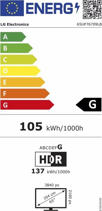 Energie-Label LG 65UP76709LB.AEU (65", LCD, 4K, 2021)