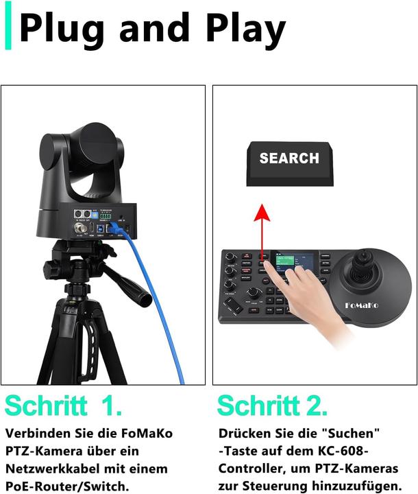 Produktbild FoMaKo SDI PTZ Kamera-Set mit KI-Tracking und 30x Zoom