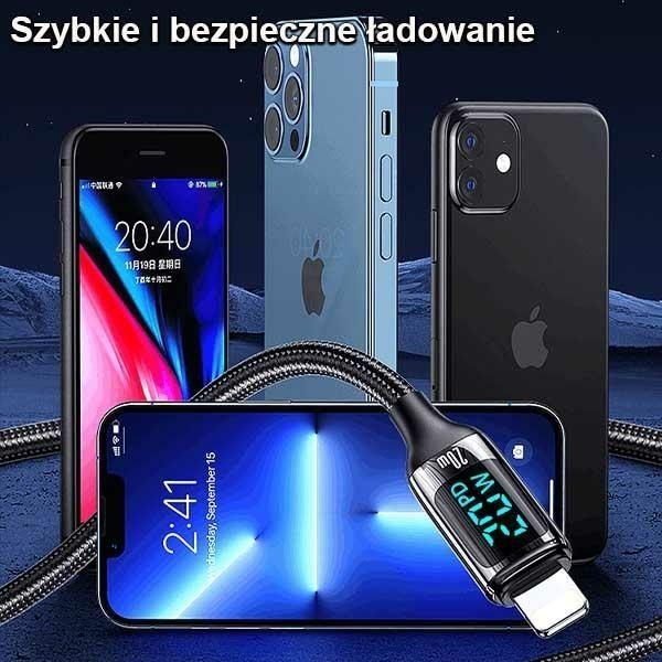 Immagine prodotto Usams Cavo pleciony U78 USB-C na Lightning LED 1,2m 20W PD Fast Charge biały/bianco SJ545USB02 (US-S (1.20 m, USB 3.2 Gen 1, 20 W)