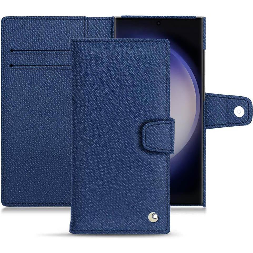 Noreve Lederschutzhülle Samsung Galaxy S23 Ultra (Samsung Galaxy S23 Ultra), Smartphone Hülle, Blau