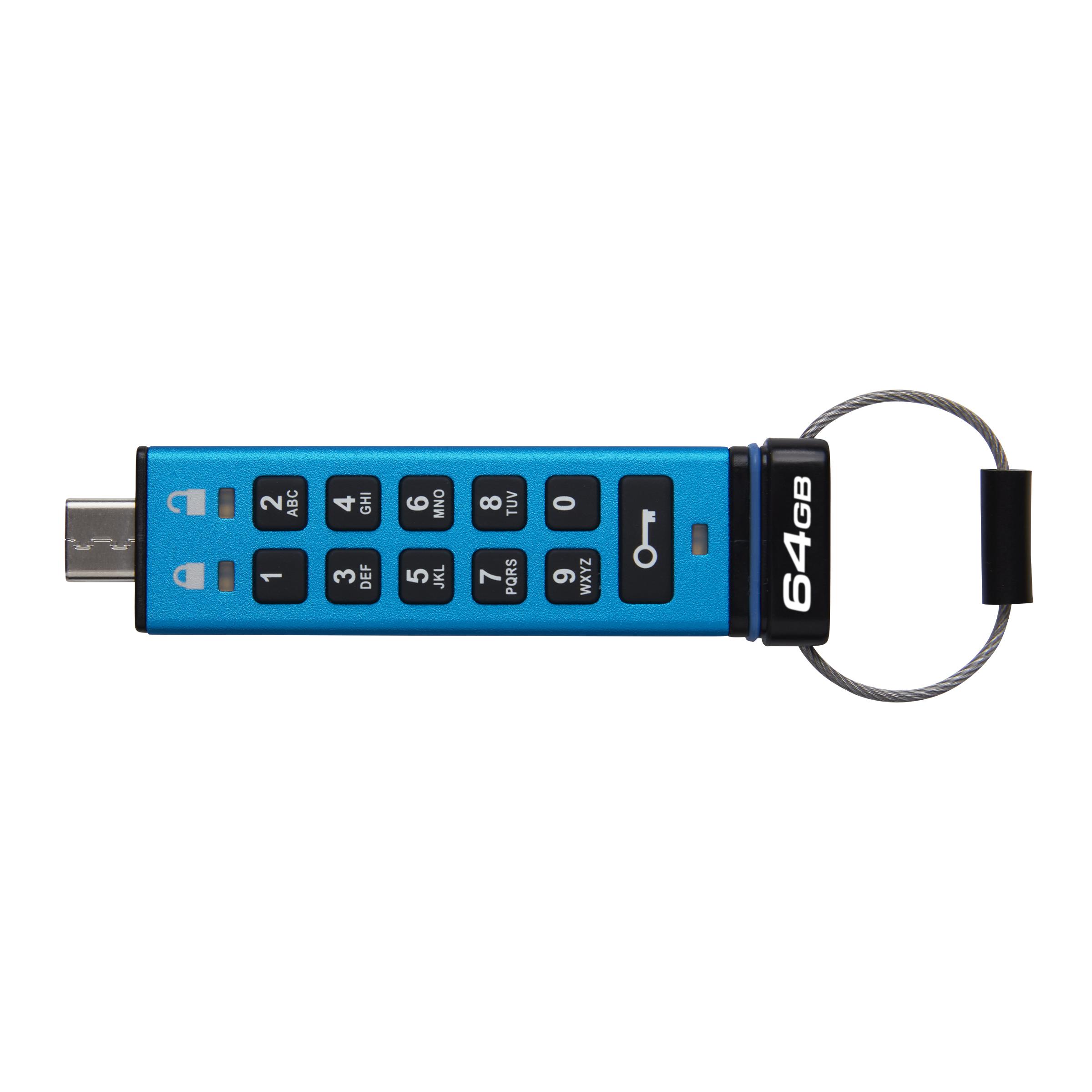 Thumbnail - Kingston IronKey Keypad 200C (64 GB, USB 3.2), USB Stick, Blau