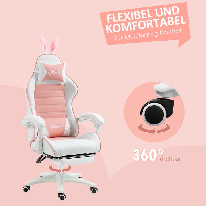 Image du produit Vinsetto Gaming-Stuhl Kunstleder, Schaumstoff Rosa