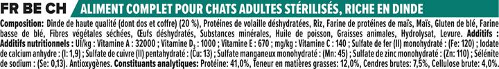 Nutritional values and ingredients Pro Plan Sterilised (Adult, 1 pcs., 3000 g)