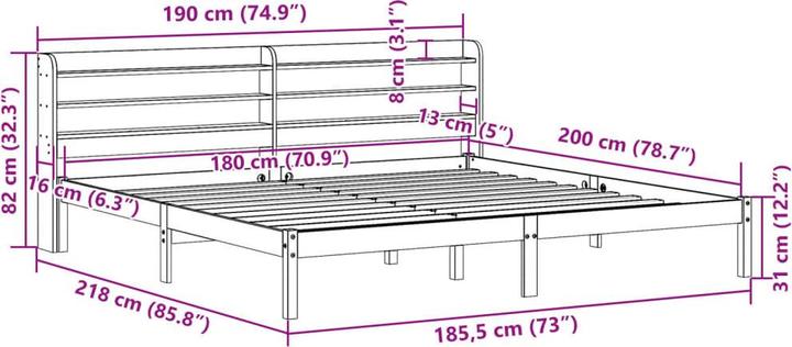 Actual product image vidaXL Bettgestell (180 x 200 cm)