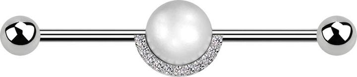 Immagine prodotto Star Piercing Barbell d'argento con due perline d'argento Perlina d'argento Cristalli d'argento (Ottone, Acciaio chirurgico 316L)