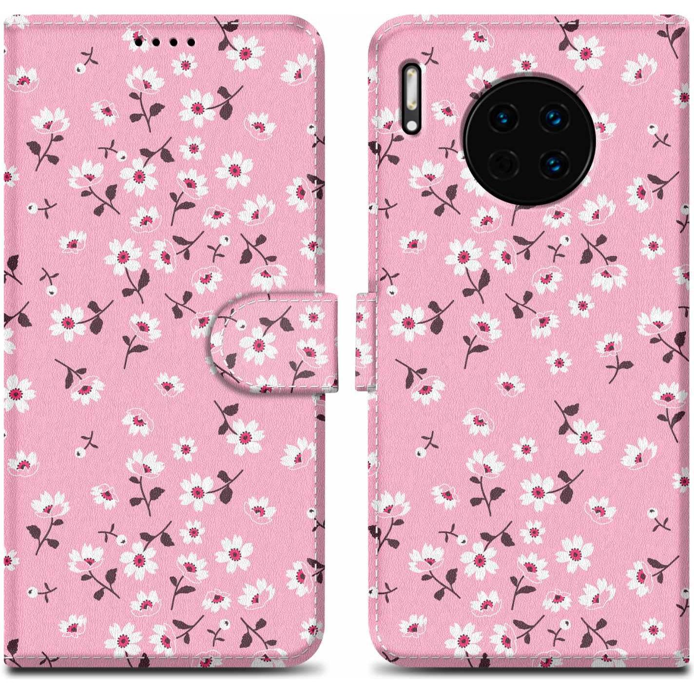 Cadorabo Book Hülle mit Print (Huawei Mate 30), Smartphone Hülle, Rosa