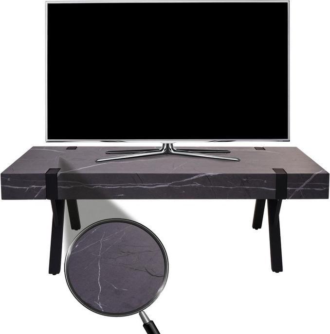 Image du produit Mendler Rack TV HWC-L54, métal 42x120x40cm imitation marbre gris