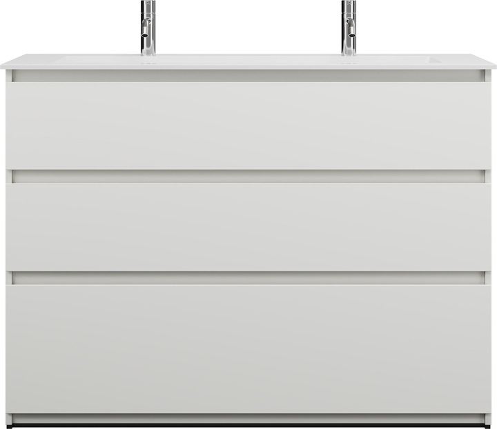 Immagine prodotto burgbad Lin20 Minearl lavabo in fusione colore bianco lucido con 2 fori per rubinetto incluso mobile