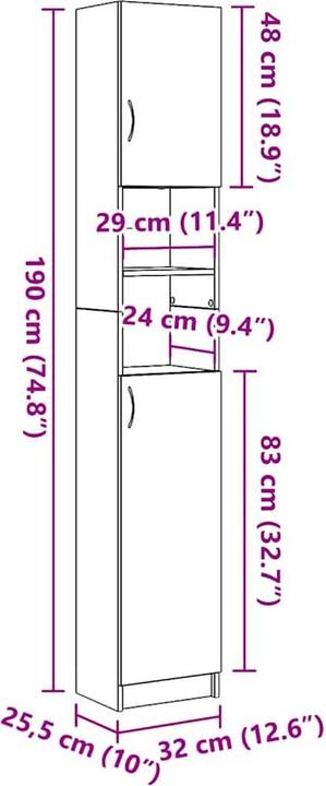 Actual product image VidaXL Salma (32 x 25.5 x 190 cm)