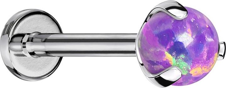 Actual product image Star Piercing Micro Threadless Labret silver with ball Opal violet set (without brass, Titanium)