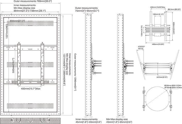 Produktbild Multibrackets Monitor Rahmen, B2B Säulenmontage, 55"/9178