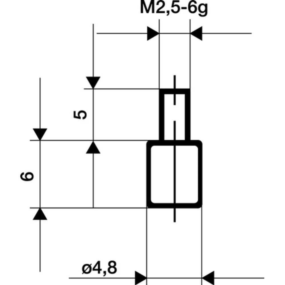 Käfer, Messlehre, Messeinsatz Ø 4,8 mm plan M2,5 Stahl passend zu Messuhren