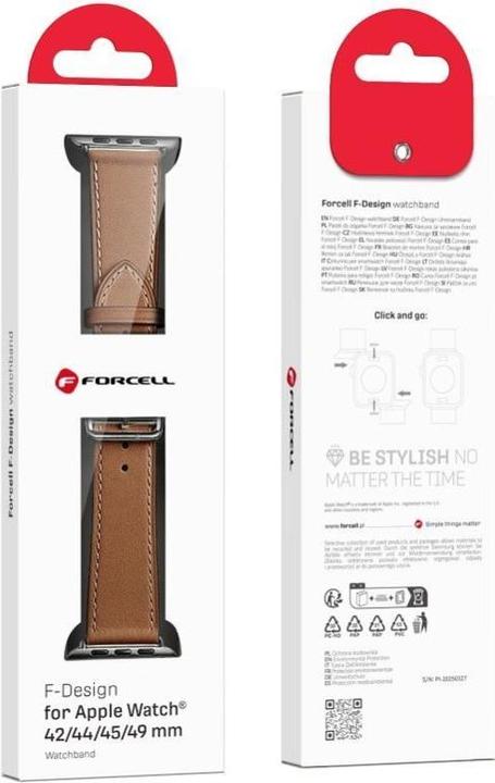 Image du produit Forcell Bracelet F-DESIGN FA20 bracelet cuir eco pour APPLE Watch 42 / 44 / 45 / 49 mm marron (Éco-cuir)