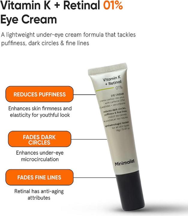 Image du produit Minimalist Vitamin K + Retinal 01% Eye Cream (Crème pour les yeux, Nuit)