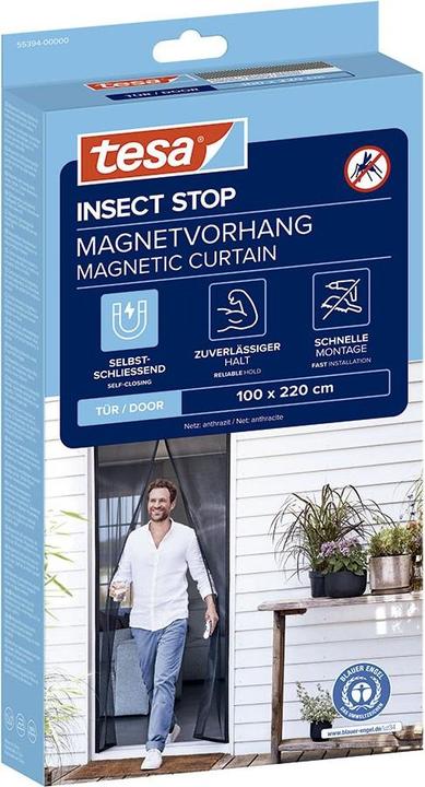 Actual product image tesa Insect screen magnetic curtain for balcony and patio doors, self-closing, mounting without drilling (100 x 220 cm)