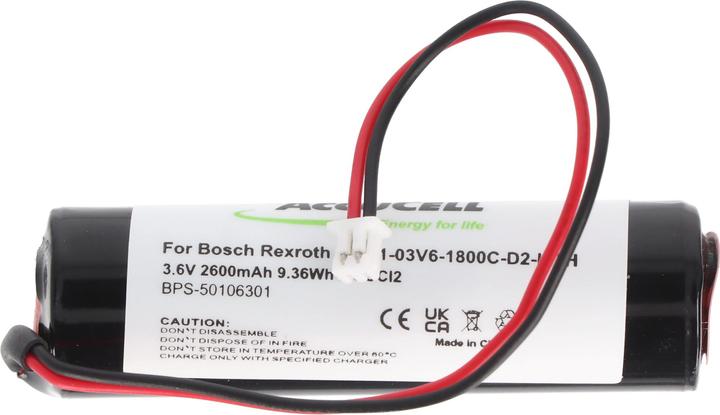 Actual product image AccuCell Batterie Bosch Rexroth PRM1-03V6-1800C-D2-LITH (1 pcs., Device specific, 2600 mAh, Rechargeable battery)