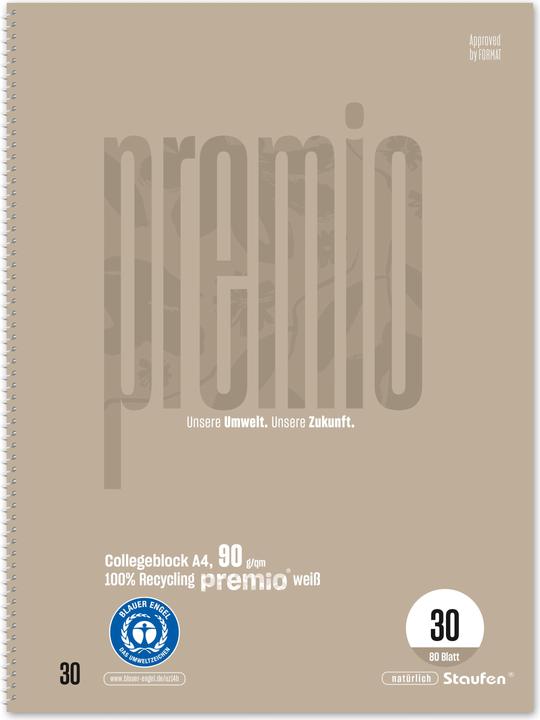 Produktbild Staufen Collegeblock Premio, 90 g/qm, DIN A4, blanko, 80 Blatt (A4, Blanko, Weicher Einband)