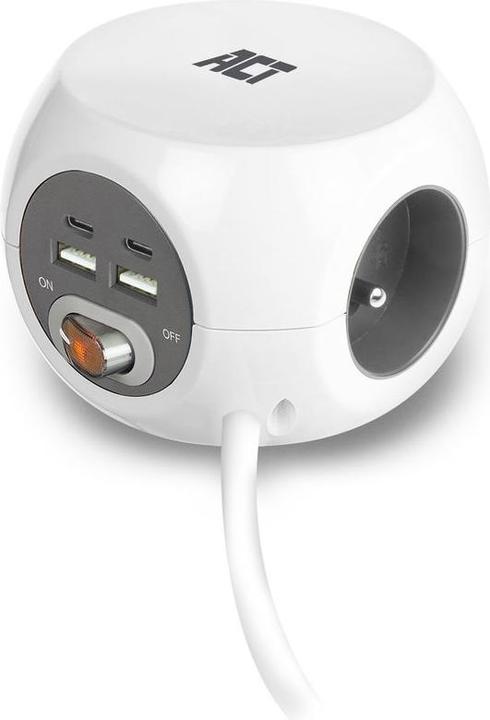 Productafbeelding ACT Stopcontact kubus (PDU) met 3 stopcontacten type E, USB-C/USB-A poorten, 1,5m (7 x, CEE 7/7, 1.50 m)